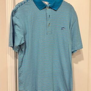Southern Tide Blue and White Striped Polo